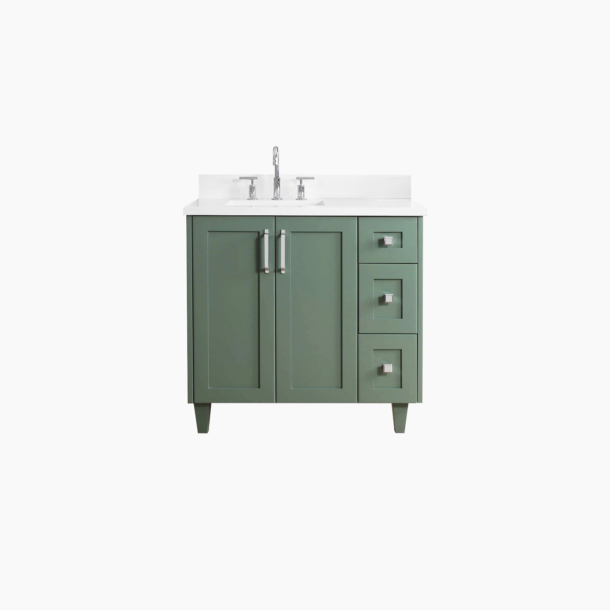 Bridgeport 36" Sage Green Bathroom Vanity, Left Sink Teodor Vanities