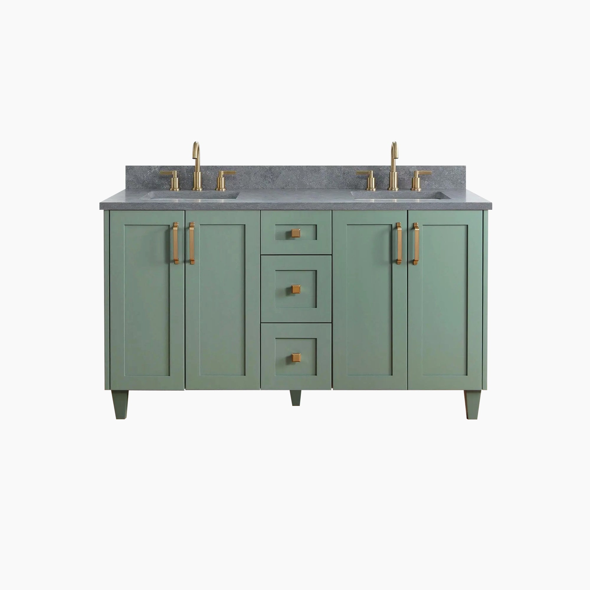 Bridgeport 60" Sage Green Bathroom Vanity, Double Sink Teodor