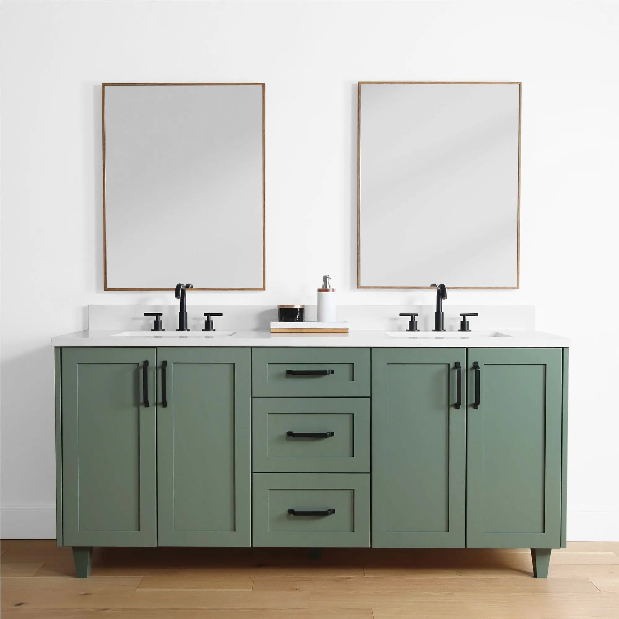 Bridgeport 72" Sage Green Bathroom Vanity, Double Sink Teodor