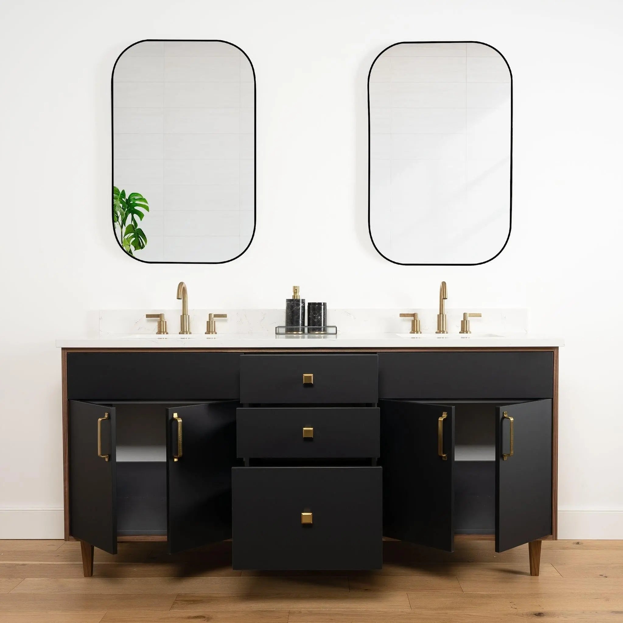 Sidney 72" Matte Black Bathroom Vanity, Double Sink - Teodor Vanities ...