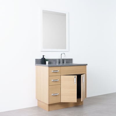 Austin 36", Teodor® Natural White Oak Vanity, Right Sink - Teodor Vanities United States