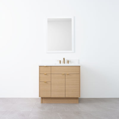 Austin 36", Teodor® Natural White Oak Vanity, Right Sink - Teodor Vanities United States