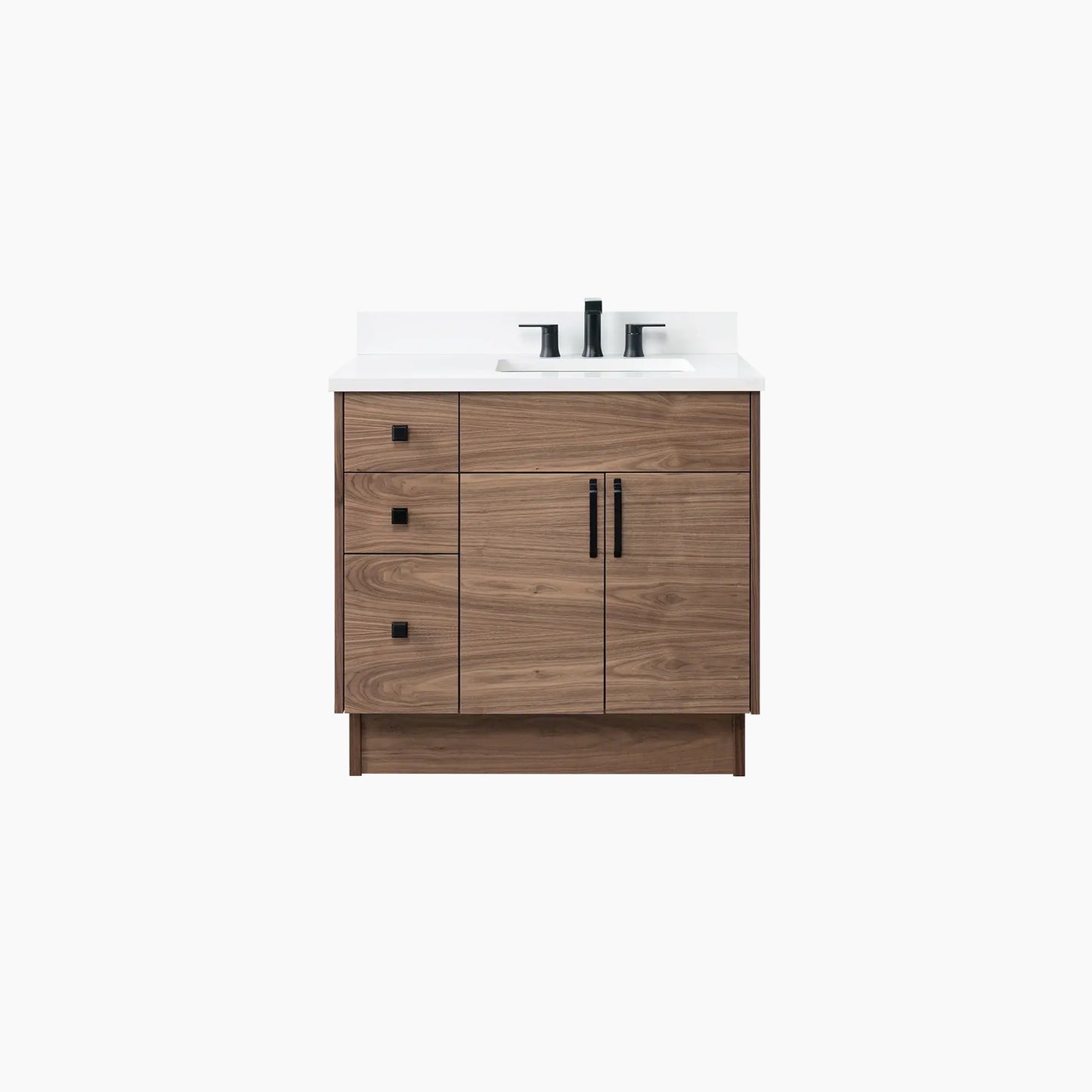 Austin 36" American Black Walnut Bathroom Vanity, Right Sink