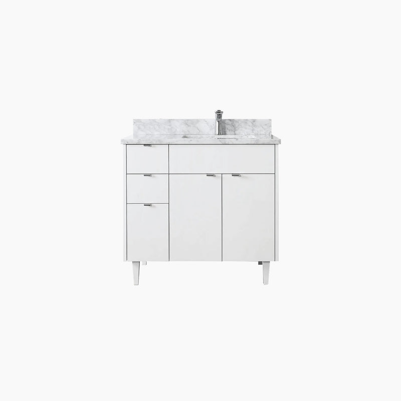 Austin 36" Gloss White Bathroom Vanity, Right Sink