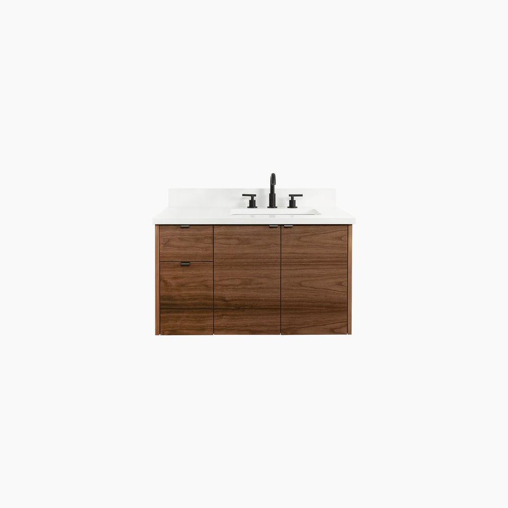 
                  
                    Austin 36" Wall Mount American Black Walnut Bathroom Vanity, Right Sink
                  
                