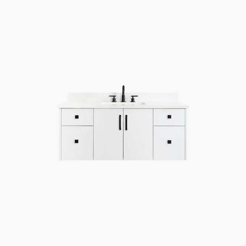 Austin 48" Wall Mount Gloss White Bathroom Vanity