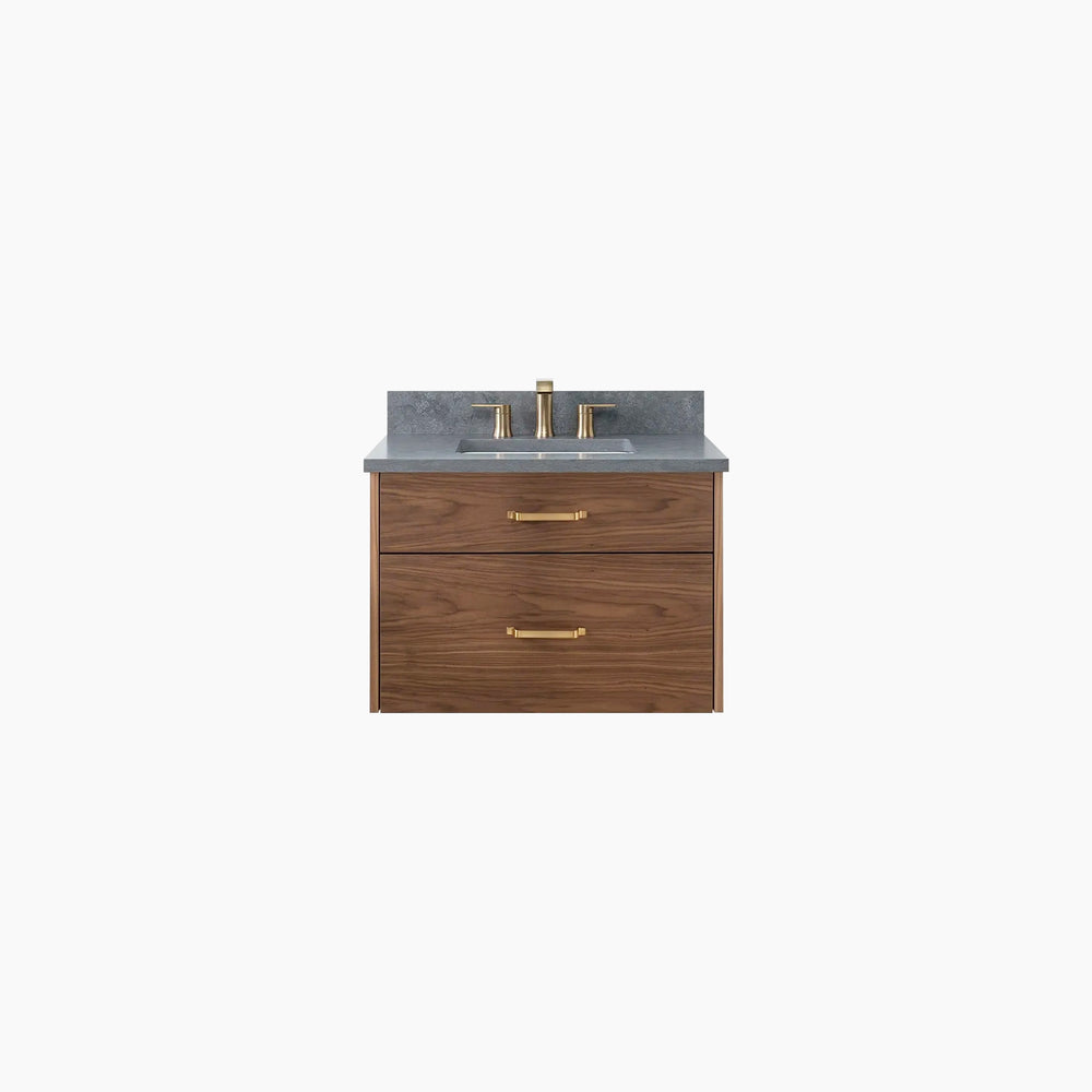 Austin SLIM 30" Wall Mount American Black Walnut Bathroom Vanity - All Drawers