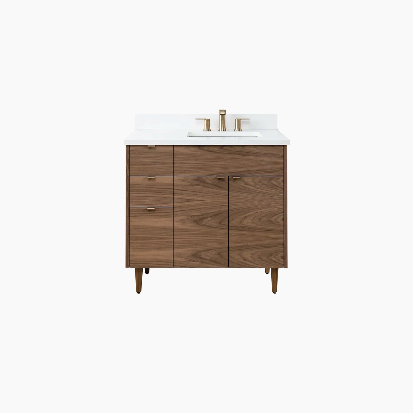 Austin SLIM 36" American Black Walnut Bathroom Vanity, Right Sink