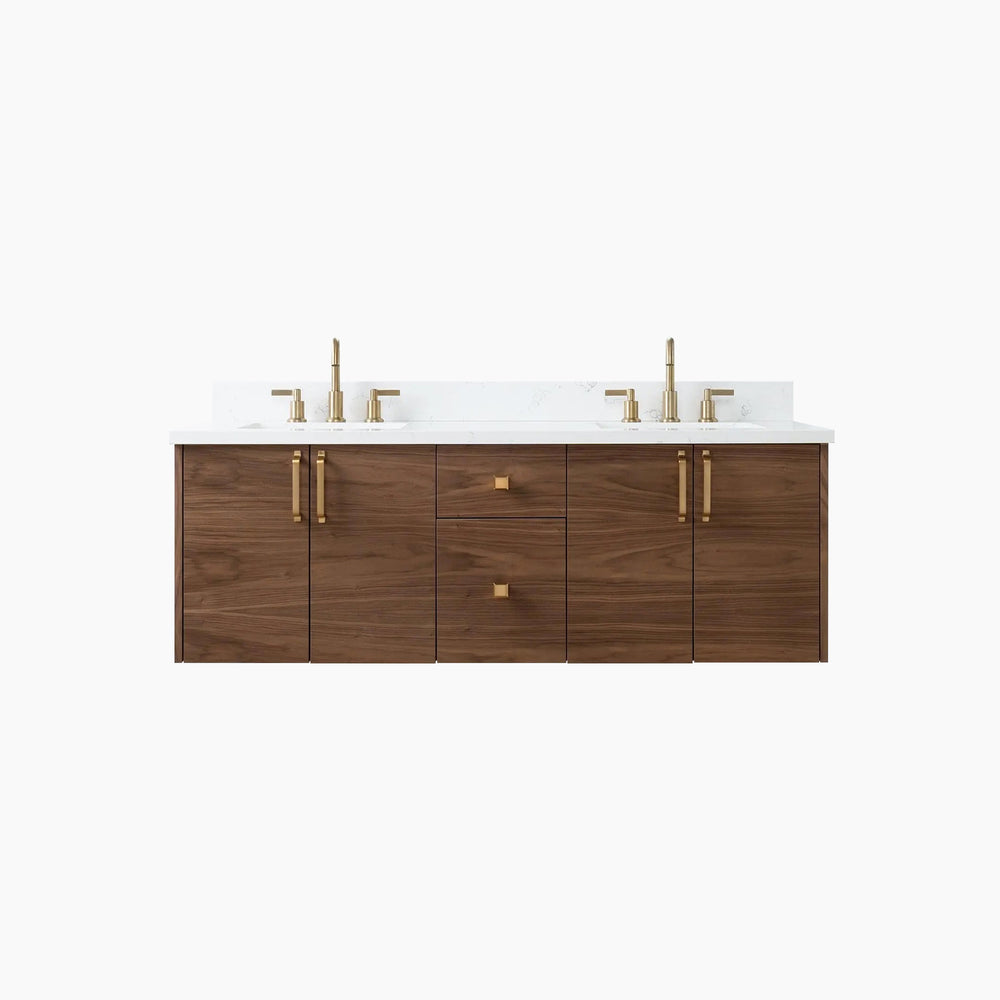 
                  
                    Austin SLIM 60" Wall Mount American Black Walnut Bathroom Vanity, Double Sink
                  
                