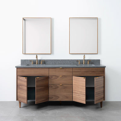 Austin 72", Teodor® Modern American Black Walnut Vanity, Double Sink