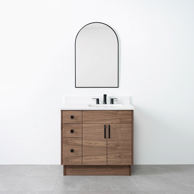 Austin 36", Teodor® Modern American Black Walnut Vanity, Right Sink