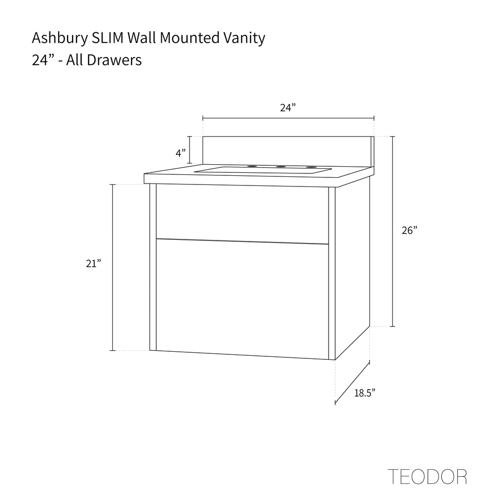 
                  
                    Ashbury SLIM 24" Wall Mount Natural White Oak Bathroom Vanity - All Drawers
                  
                