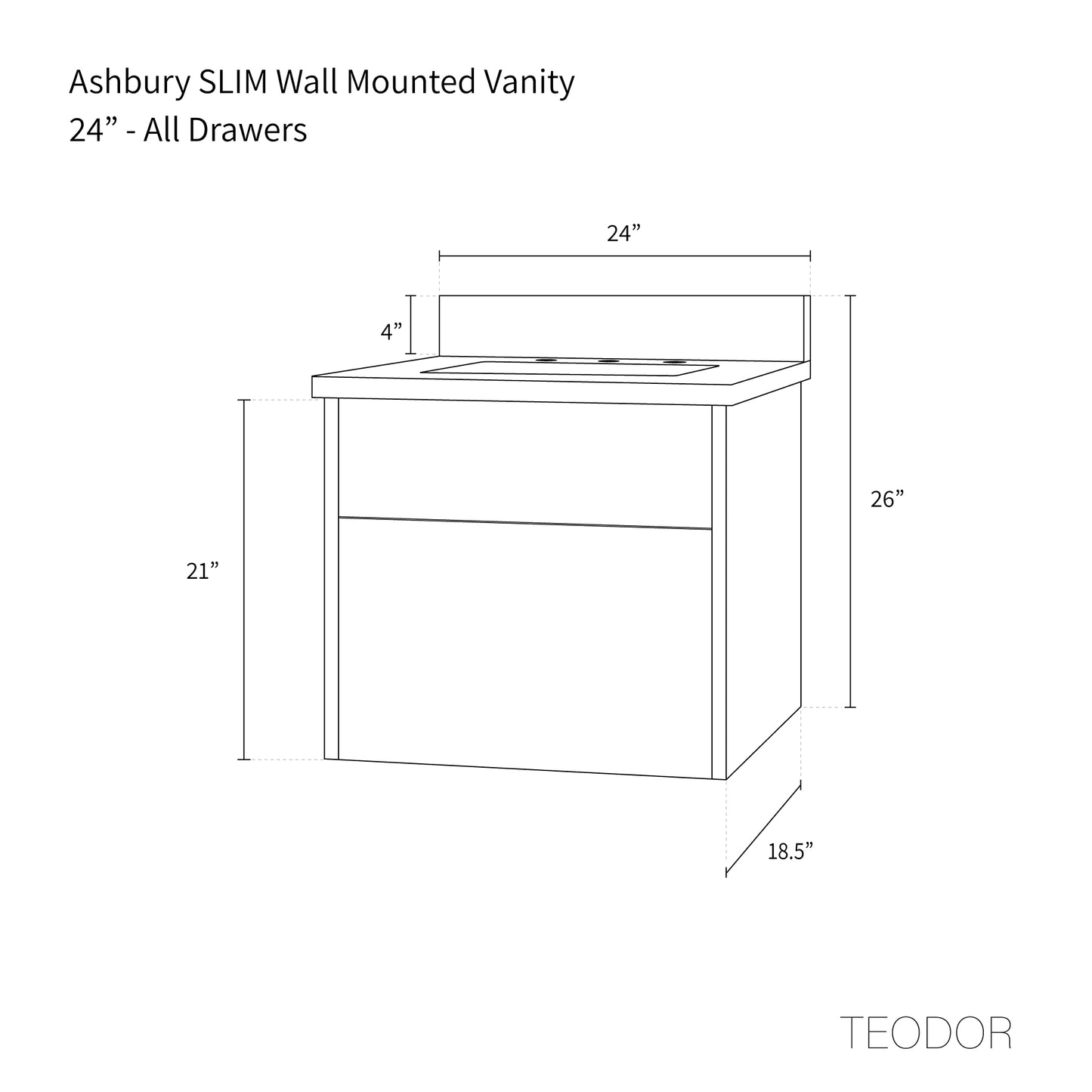 
                  
                    Ashbury SLIM 24" Wall Mount Natural White Oak Bathroom Vanity - All Drawers
                  
                