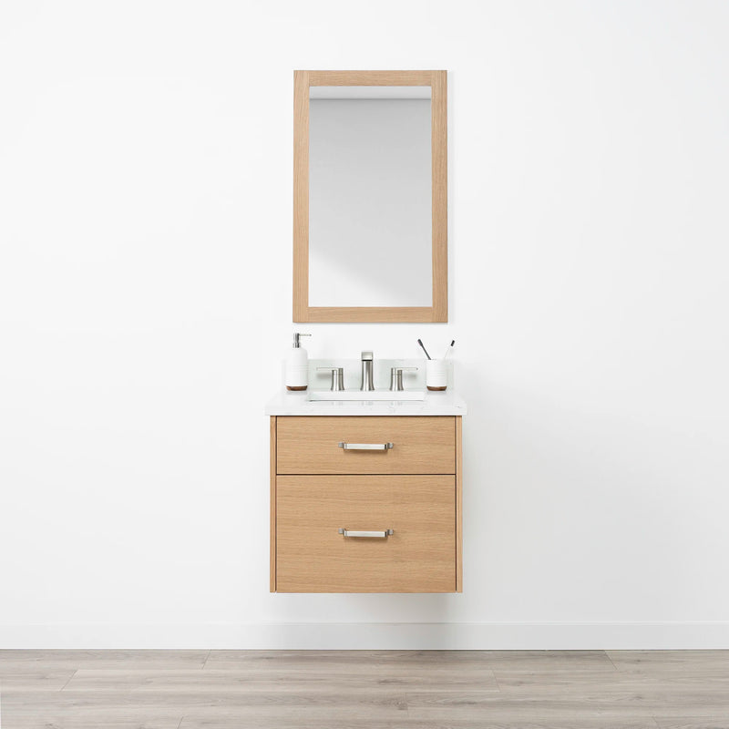 Ashbury 24" Wall Mount Natural White Oak Bathroom Vanity