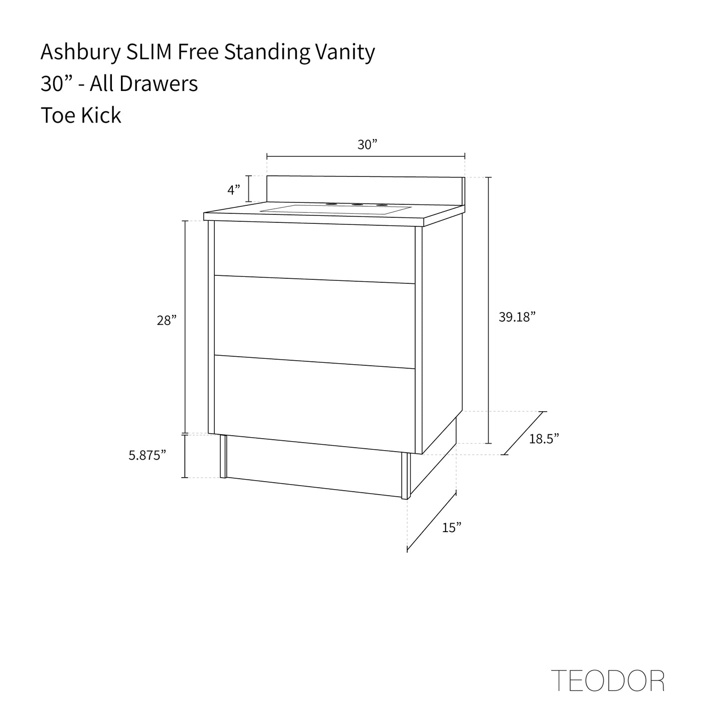 
                  
                    Ashbury SLIM 30" Natural White Oak Bathroom Vanity - All Drawers
                  
                