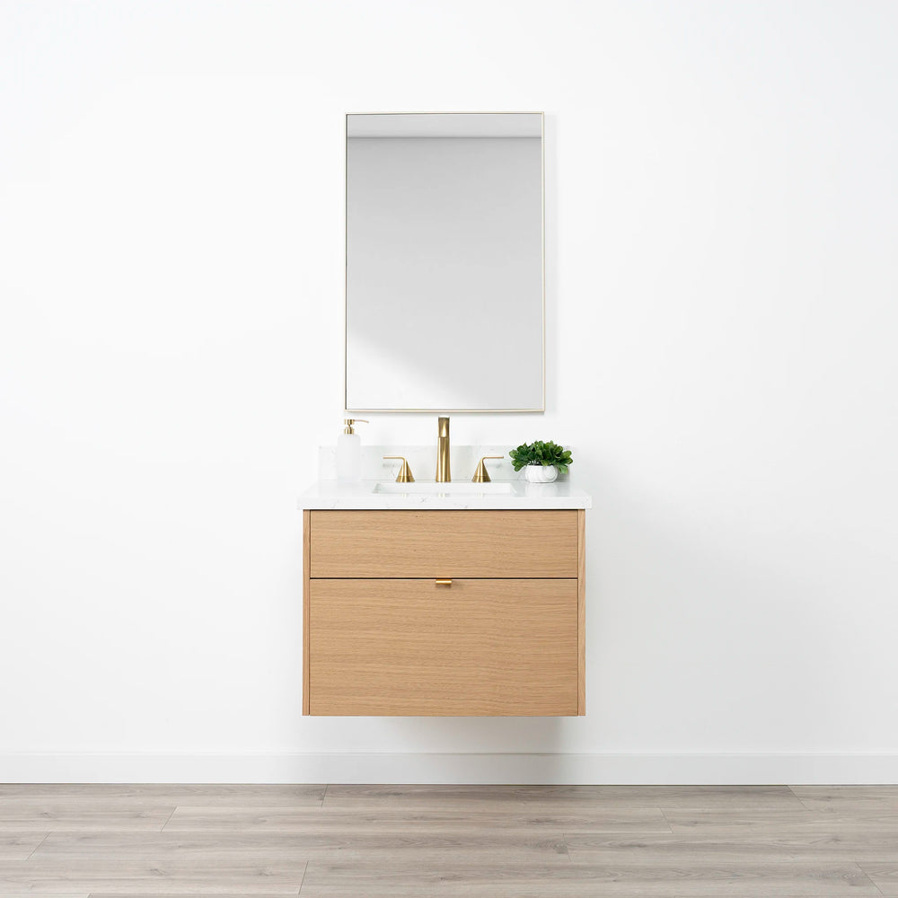 Ashbury 30" Wall Mount Natural White Oak Bathroom Vanity - All Drawers