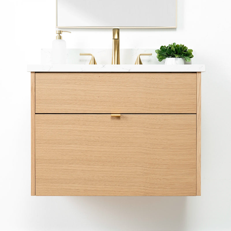 Ashbury 30" Wall Mount Natural White Oak Bathroom Vanity