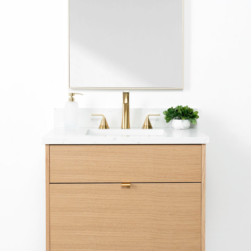 Ashbury 30" Wall Mount Natural White Oak Bathroom Vanity