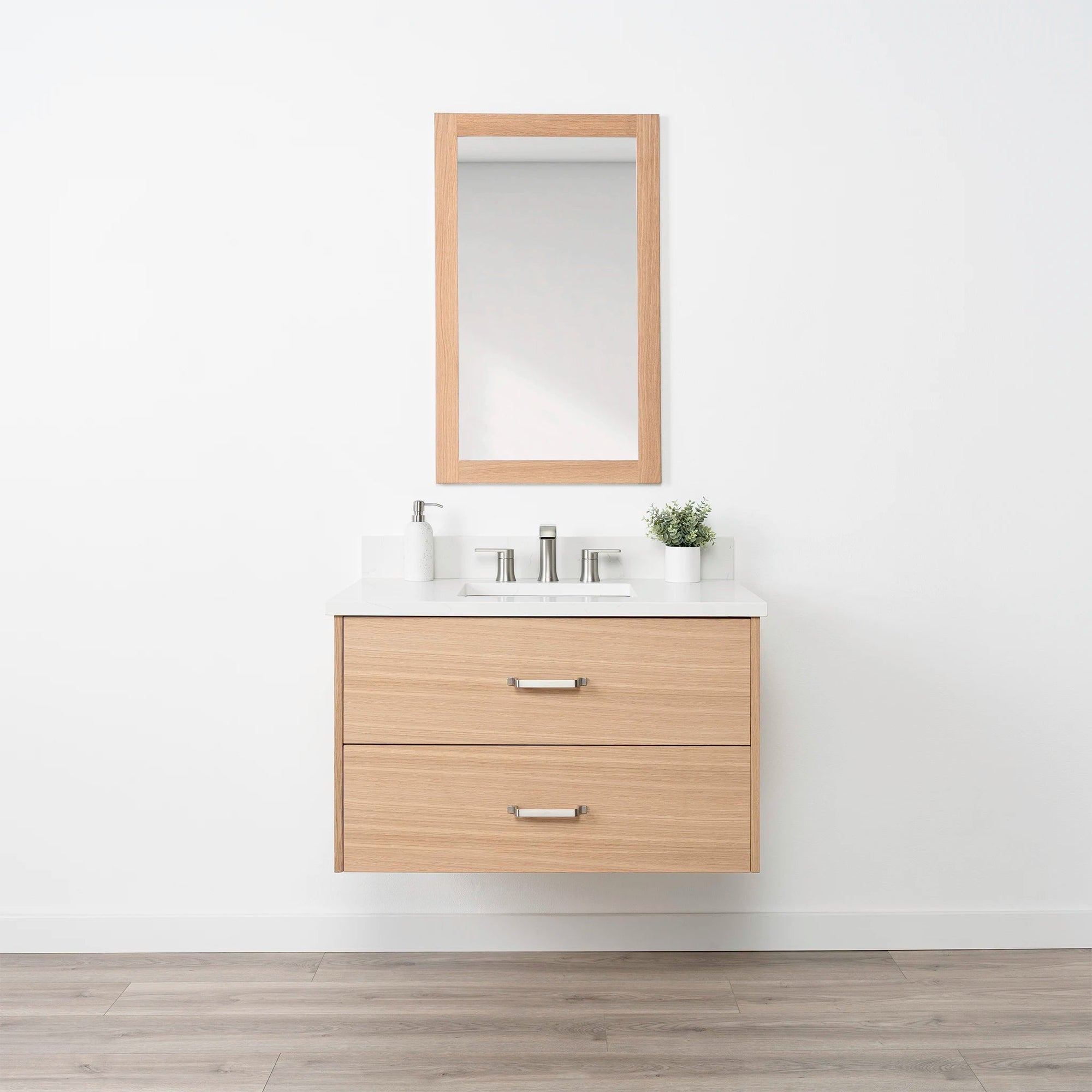Ashbury SLIM 36" Wall Mount Natural White Oak Bathroom Vanity Teodor Bathroom Vanity United States