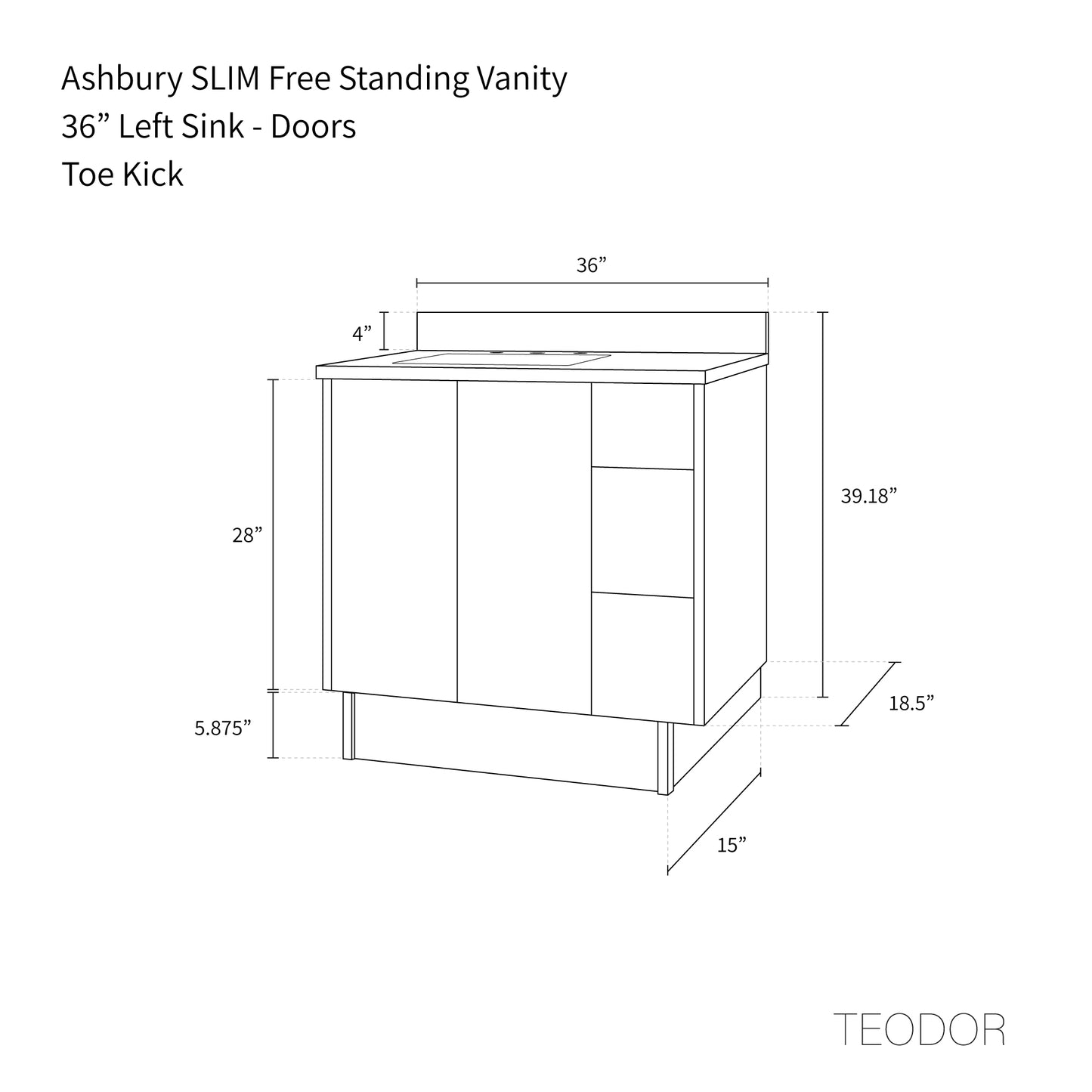 
                  
                    Ashbury SLIM 36" Natural White Oak Bathroom Vanity, Left Sink
                  
                
