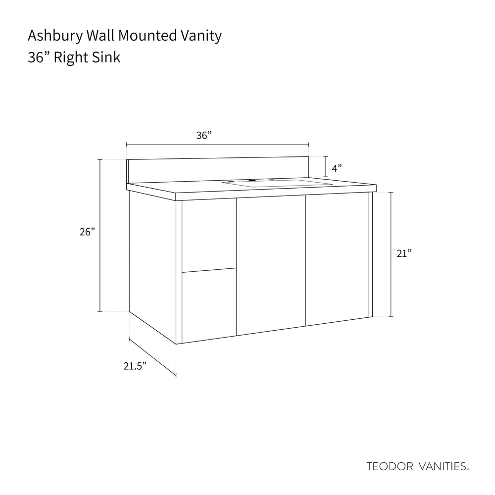 
                  
                    Ashbury 36" Wall Mount Natural White Oak Bathroom Vanity, Right Sink
                  
                