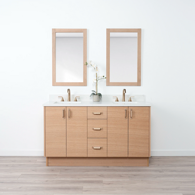 Ashbury 60" Natural White Oak Bathroom Vanity, Double Sink