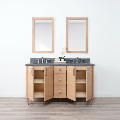 Ashbury 60" Natural White Oak Bathroom Vanity, Double Sink