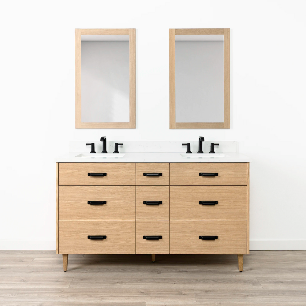 
                  
                    Ashbury 60" Natural White Oak Bathroom Vanity, Double Sink - All Drawers
                  
                