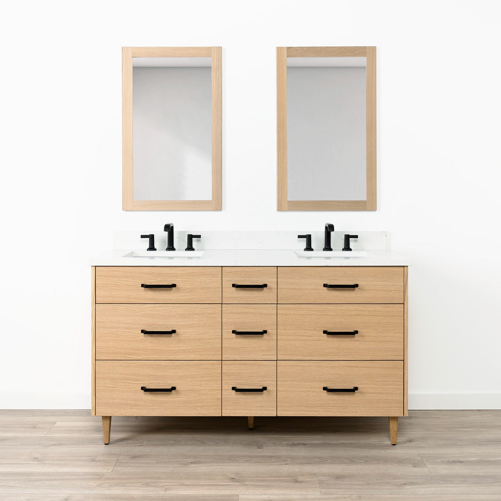 
                  
                    Ashbury 60" Natural White Oak Bathroom Vanity, Double Sink - All Drawers
                  
                