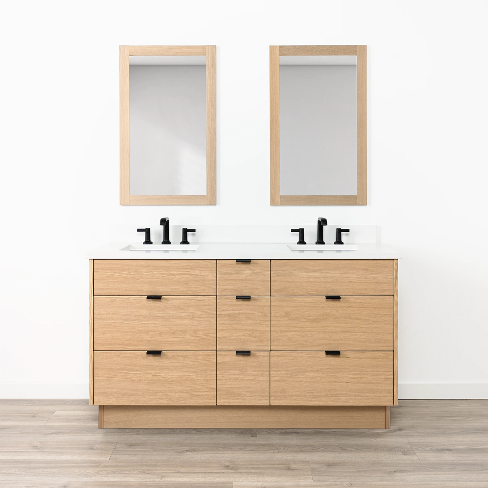 
                  
                    Ashbury 60" Natural White Oak Bathroom Vanity, Double Sink - All Drawers
                  
                