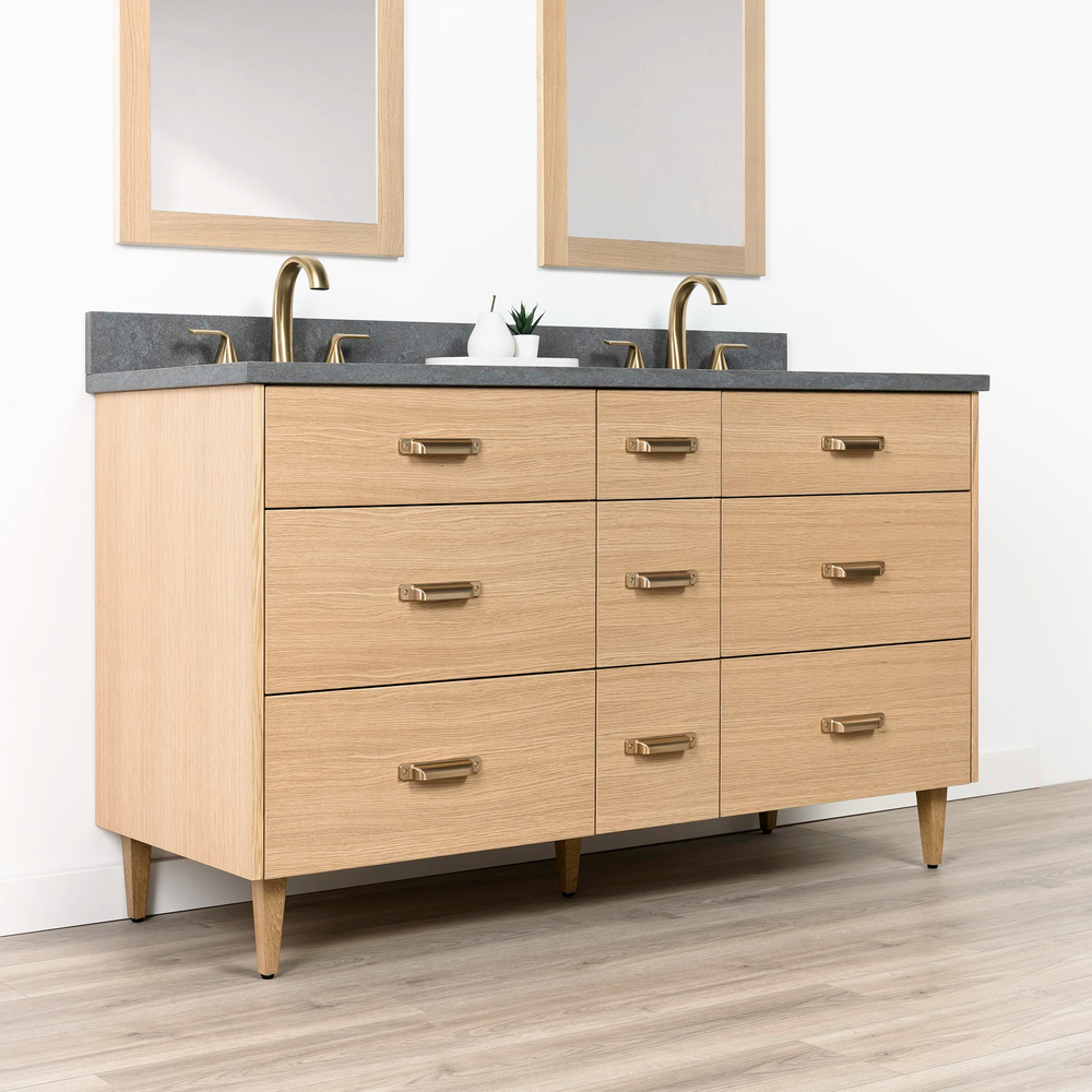 
                  
                    Ashbury 60" Natural White Oak Bathroom Vanity, Double Sink - All Drawers
                  
                