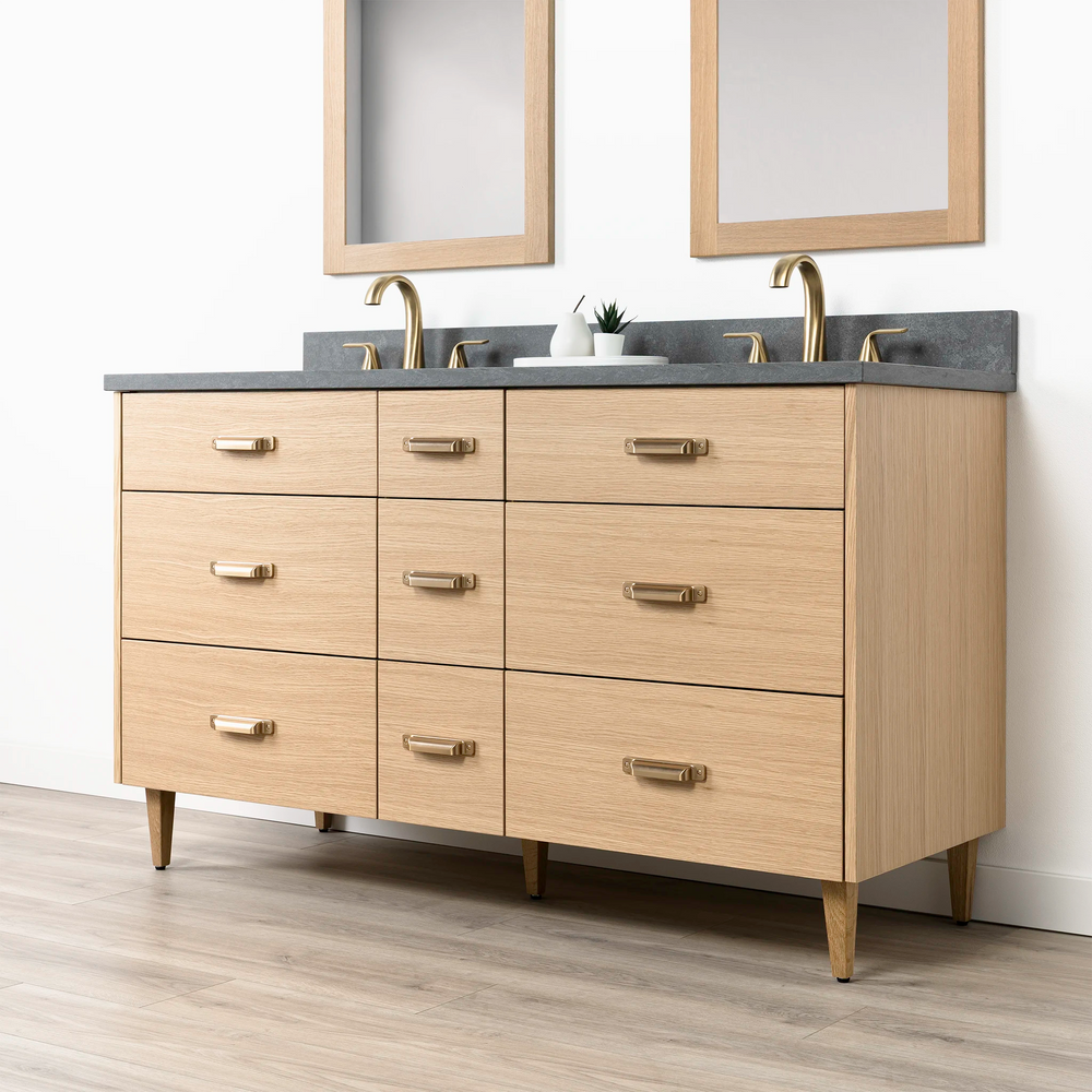 
                  
                    Ashbury 60" Natural White Oak Bathroom Vanity, Double Sink - All Drawers
                  
                