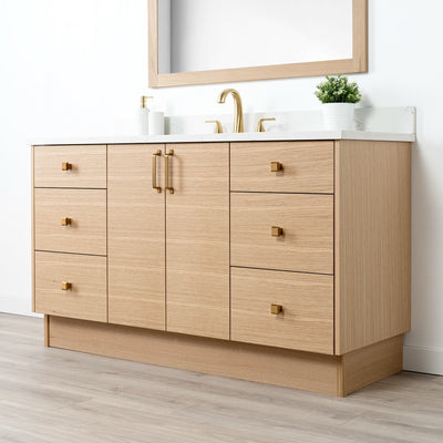 Ashbury 60" Natural White Oak Bathroom Vanity