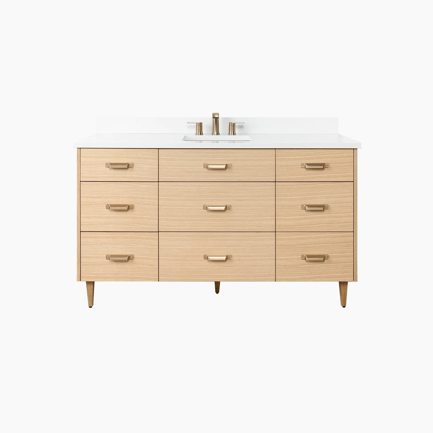 Ashbury 60" Natural White Oak Bathroom Vanity w/ Drawers