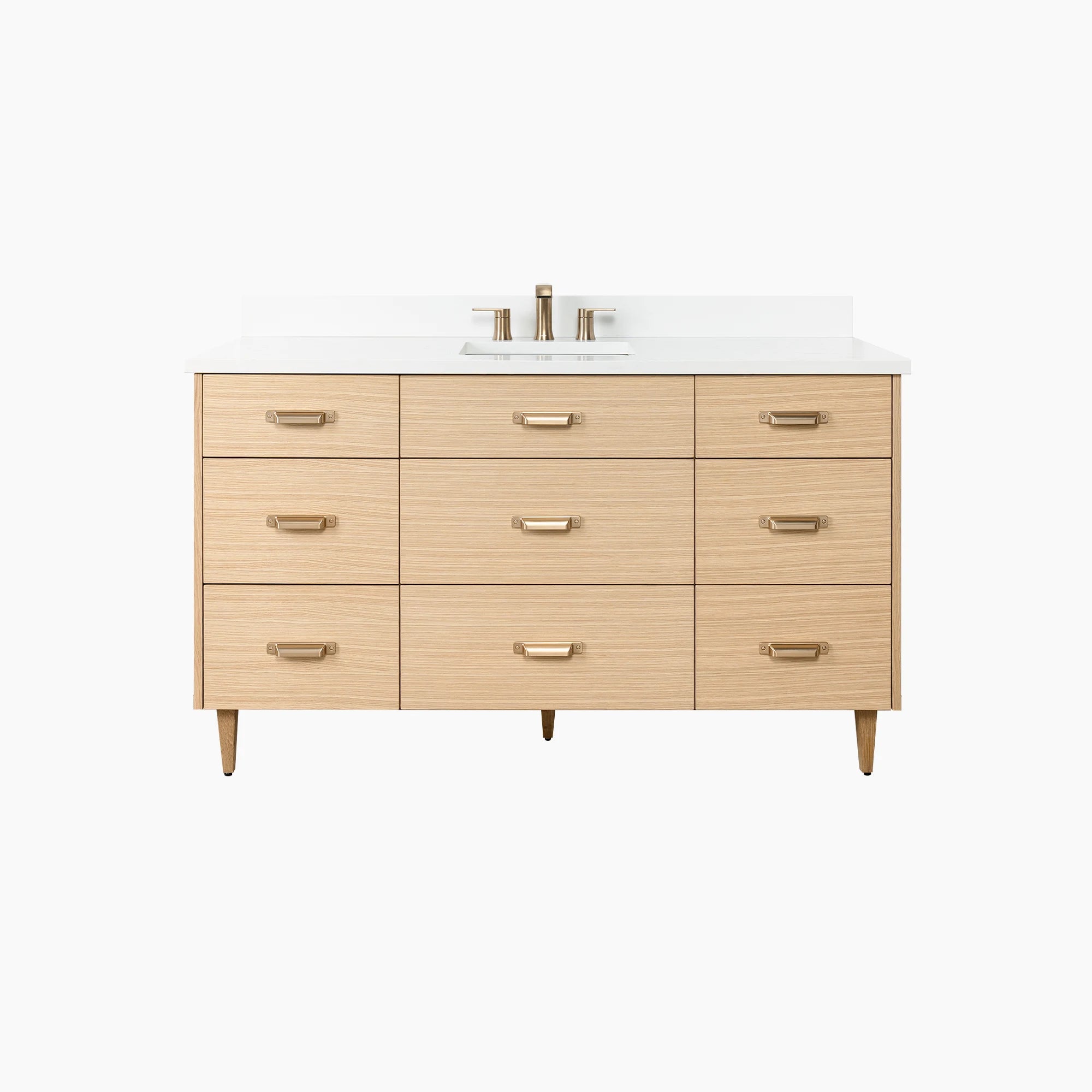 Ashbury 60" Natural White Oak Bathroom Vanity - All Drawers