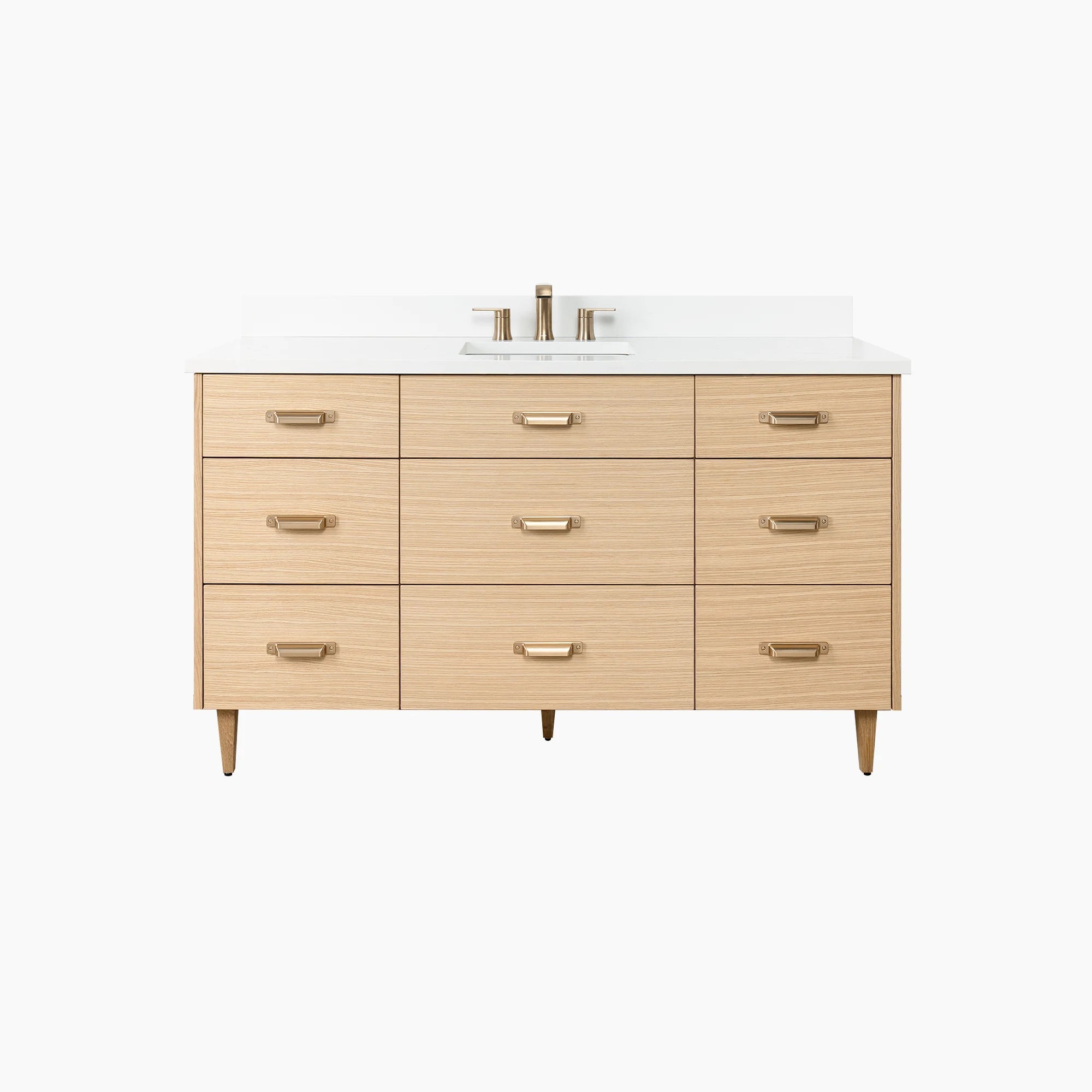 Ashbury SLIM 60" Natural White Oak Bathroom Vanity - All Drawers Teodor Bathroom Vanity United States