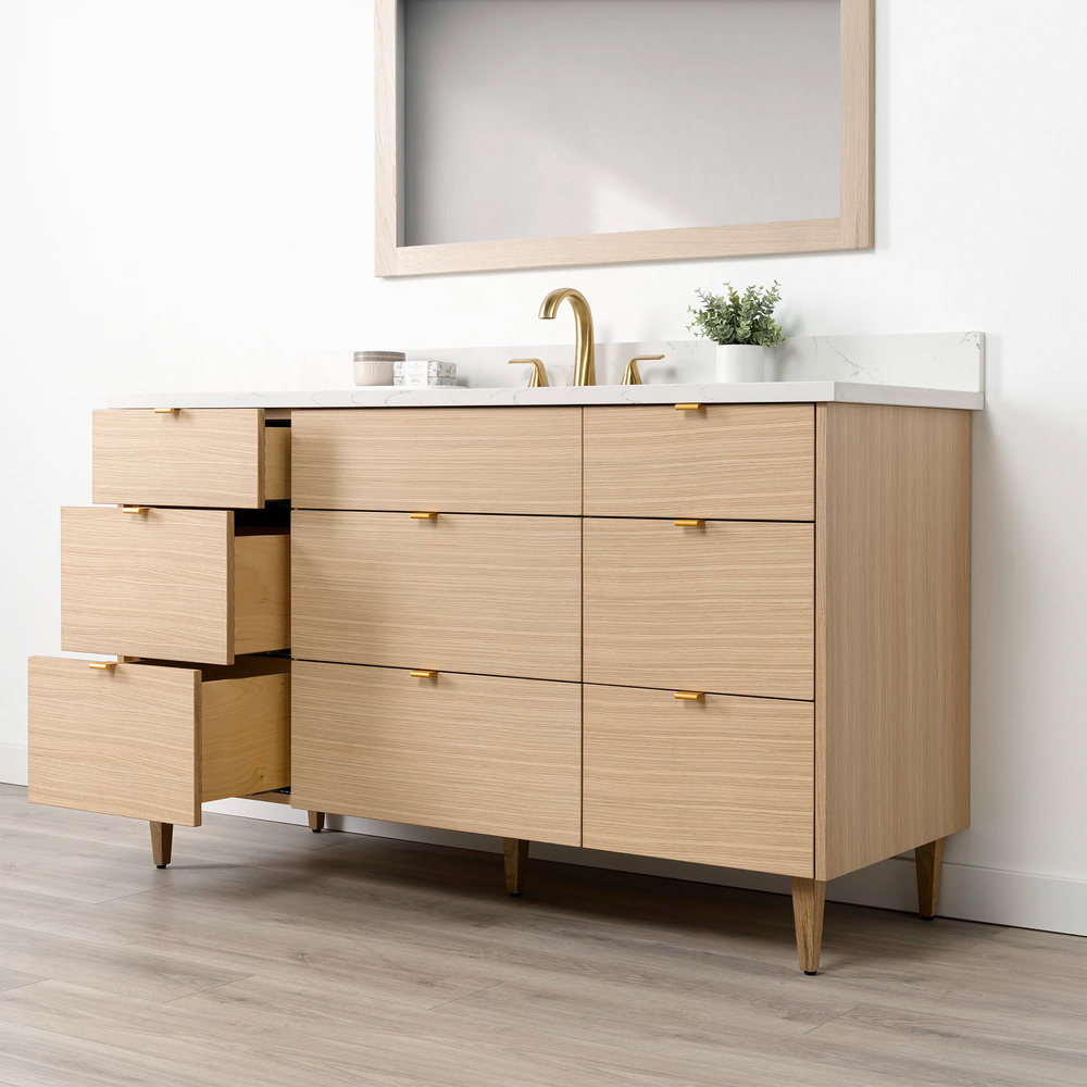 
                  
                    Ashbury 60" Natural White Oak Bathroom Vanity w/ Drawers
                  
                