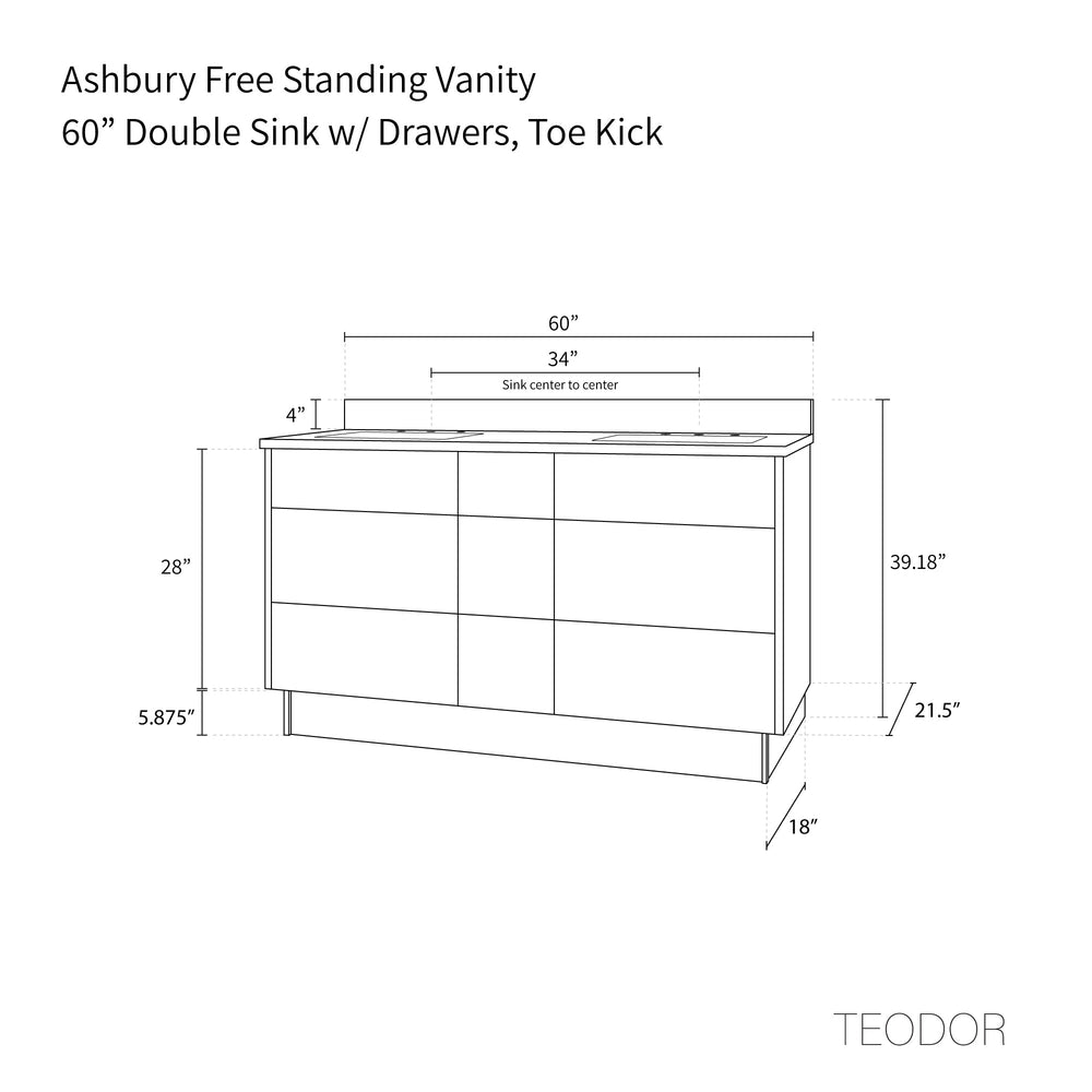 
                  
                    Ashbury SLIM 60" Natural White Oak Bathroom Vanity, Double Sink - All Drawers Teodor Bathroom Vanity United States
                  
                