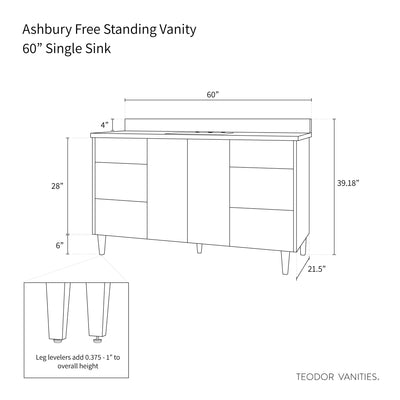 Ashbury 60" Natural White Oak Bathroom Vanity