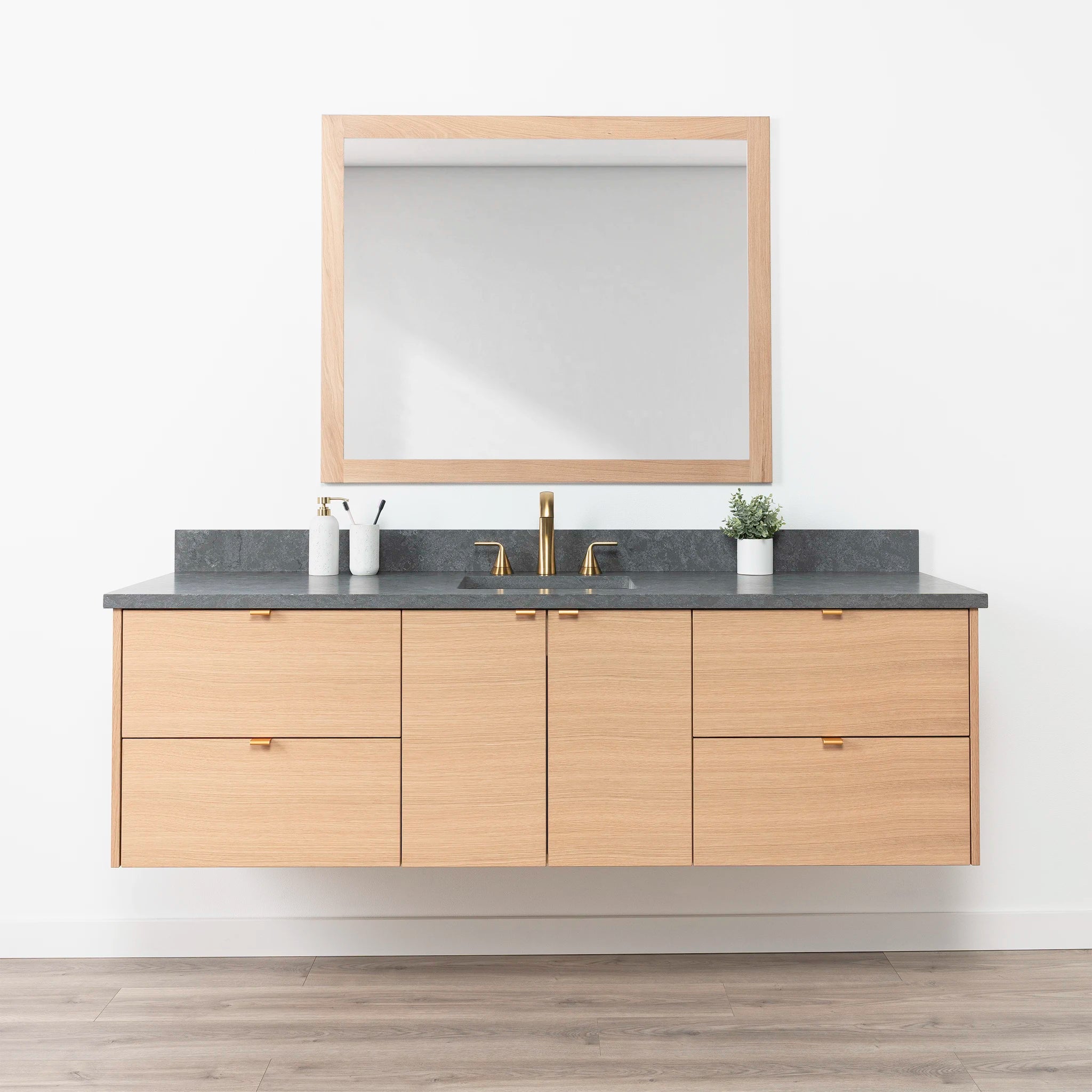 Ashbury 72" Wall Mount Natural White Oak Bathroom Vanity