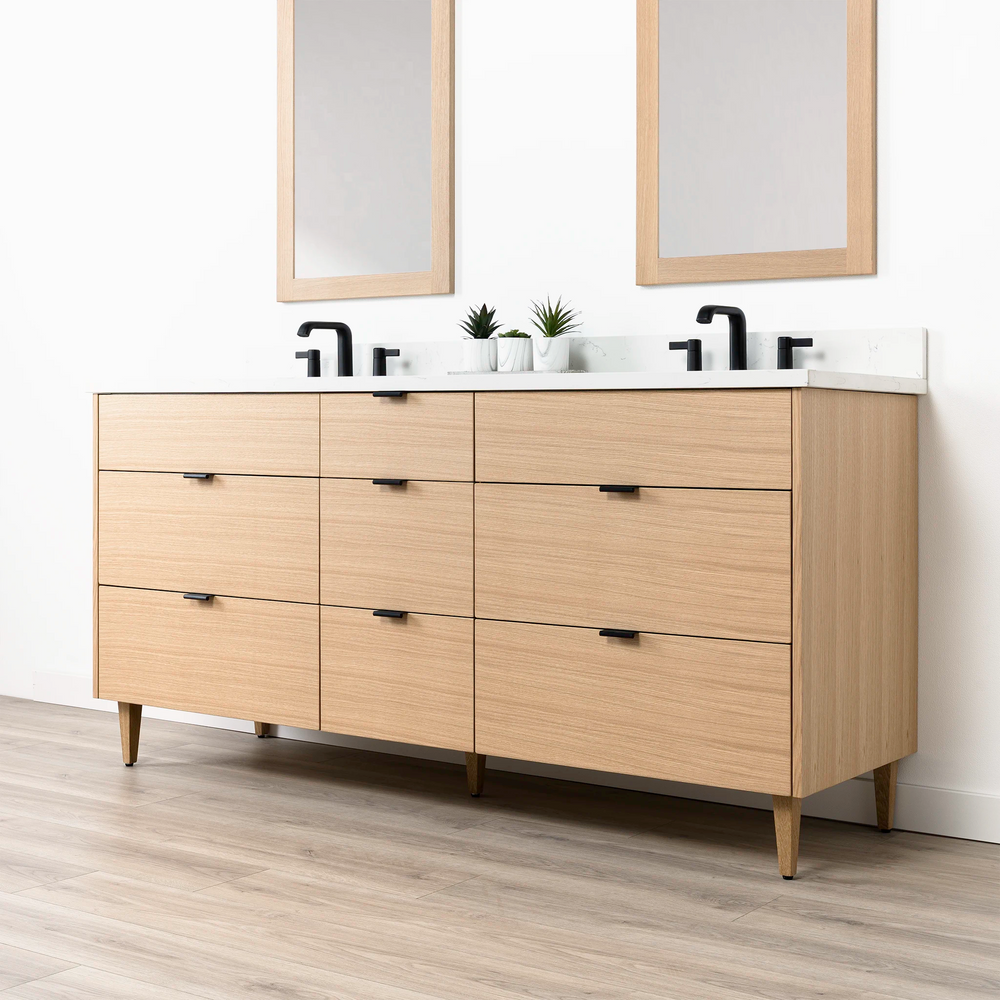 
                  
                    Ashbury 72" Natural White Oak Bathroom Vanity, Double Sink - All Drawers
                  
                