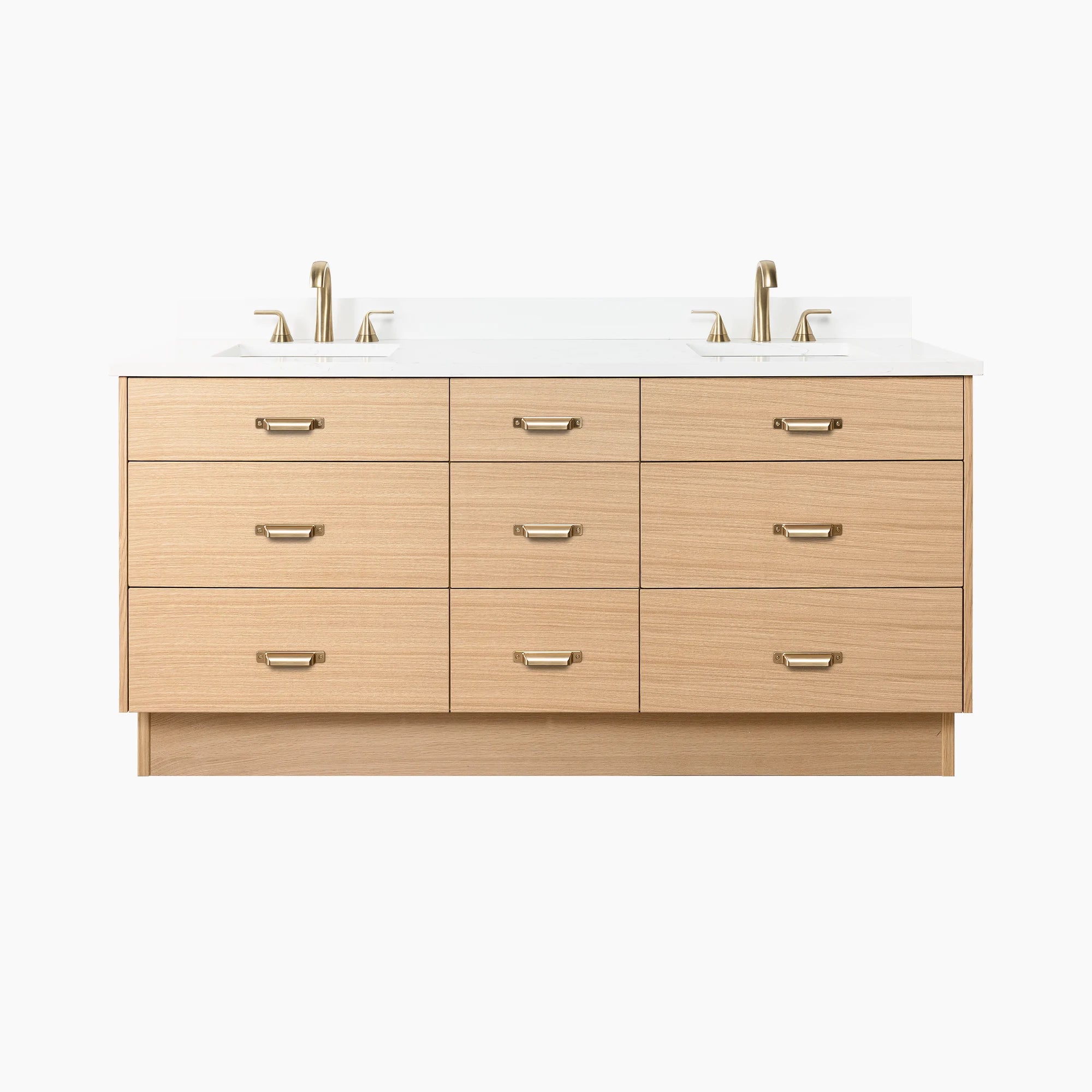 Ashbury SLIM 72" Natural White Oak Bathroom Vanity, Double Sink - All Drawers Teodor Bathroom Vanity United States