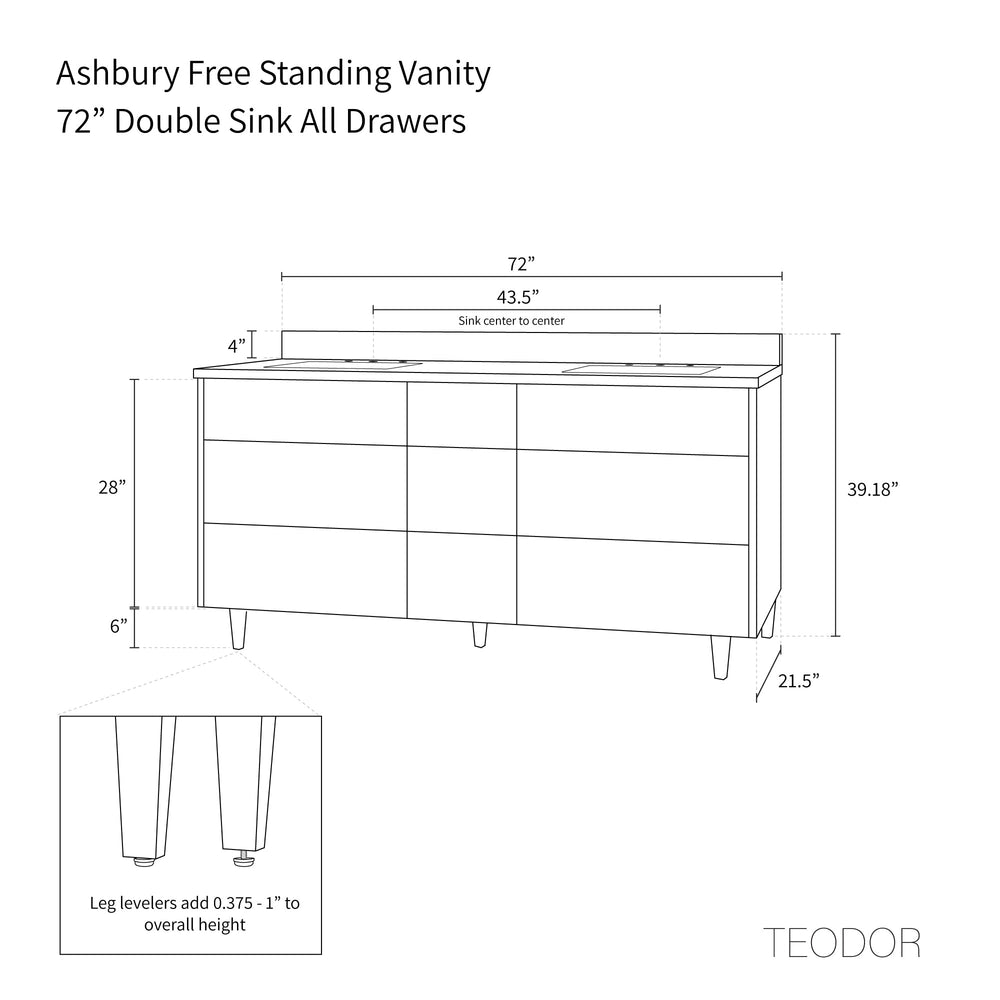 
                  
                    Ashbury SLIM 72" Natural White Oak Bathroom Vanity, Double Sink - All Drawers Teodor Bathroom Vanity United States
                  
                