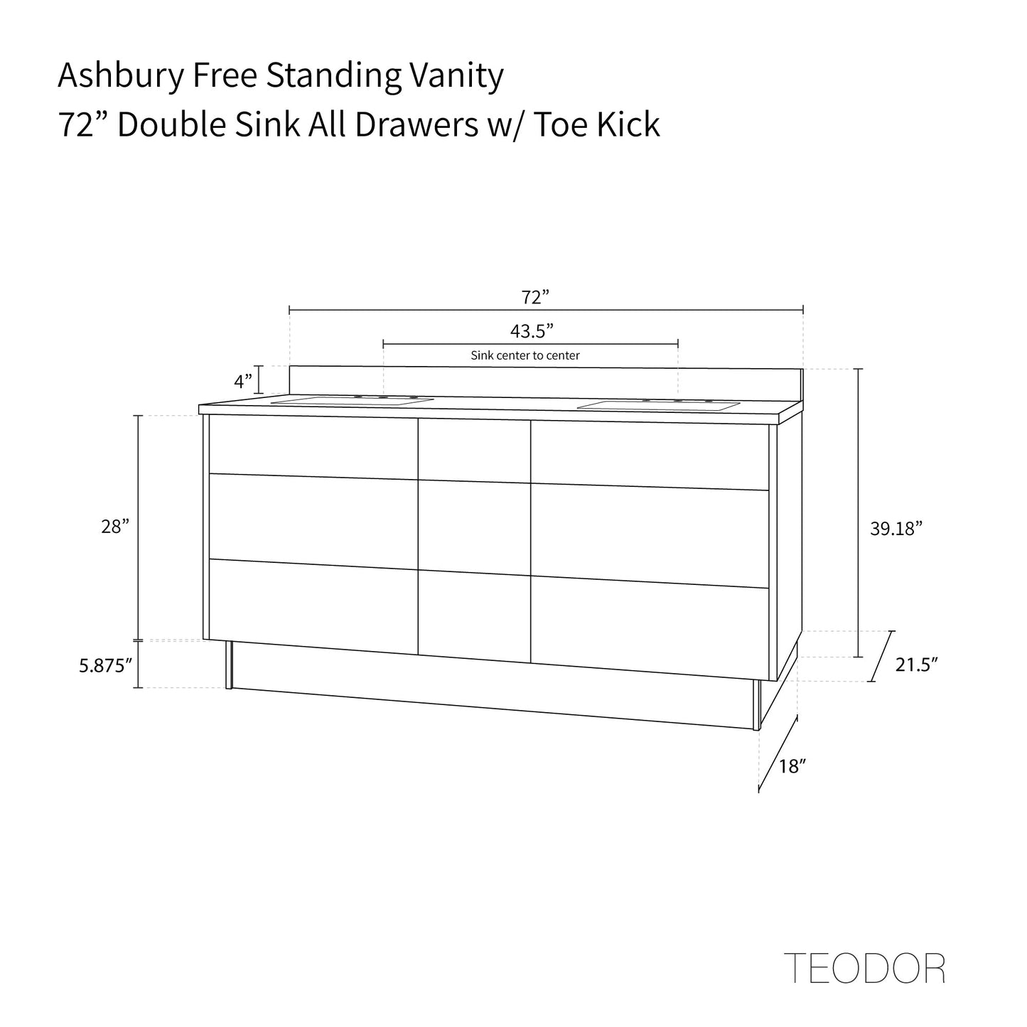 
                  
                    Ashbury SLIM 72" Natural White Oak Bathroom Vanity, Double Sink - All Drawers Teodor Bathroom Vanity United States
                  
                
