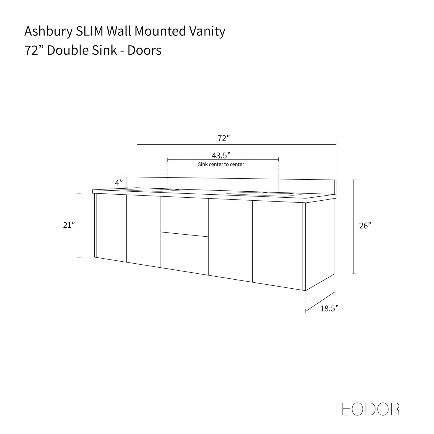 
                  
                    Ashbury SLIM 72" Wall Mount Natural White Oak Bathroom Vanity, Double Sink
                  
                