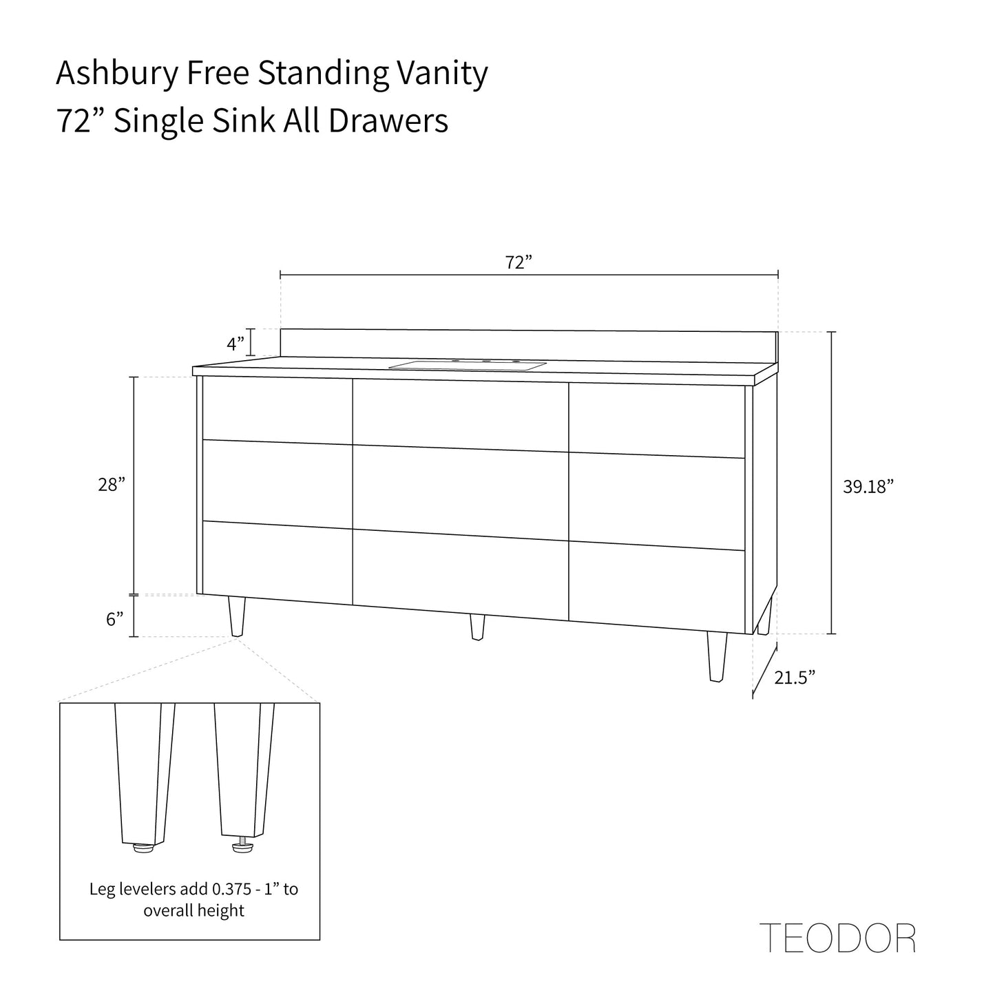 
                  
                    Ashbury SLIM 72" Natural White Oak Bathroom Vanity - All Drawers Teodor Bathroom Vanity United States
                  
                