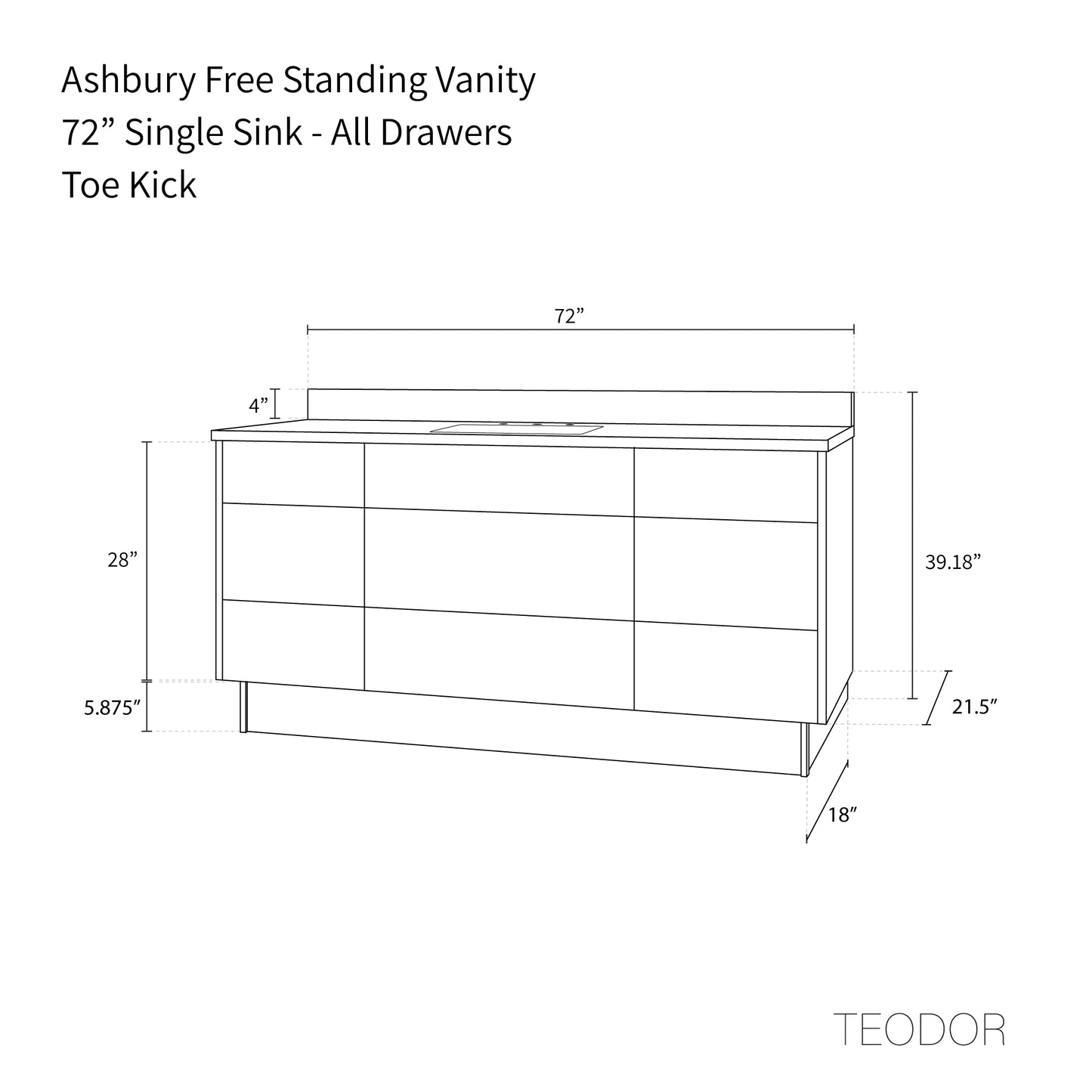 
                  
                    Ashbury 72" Natural White Oak Bathroom Vanity - All Drawers
                  
                