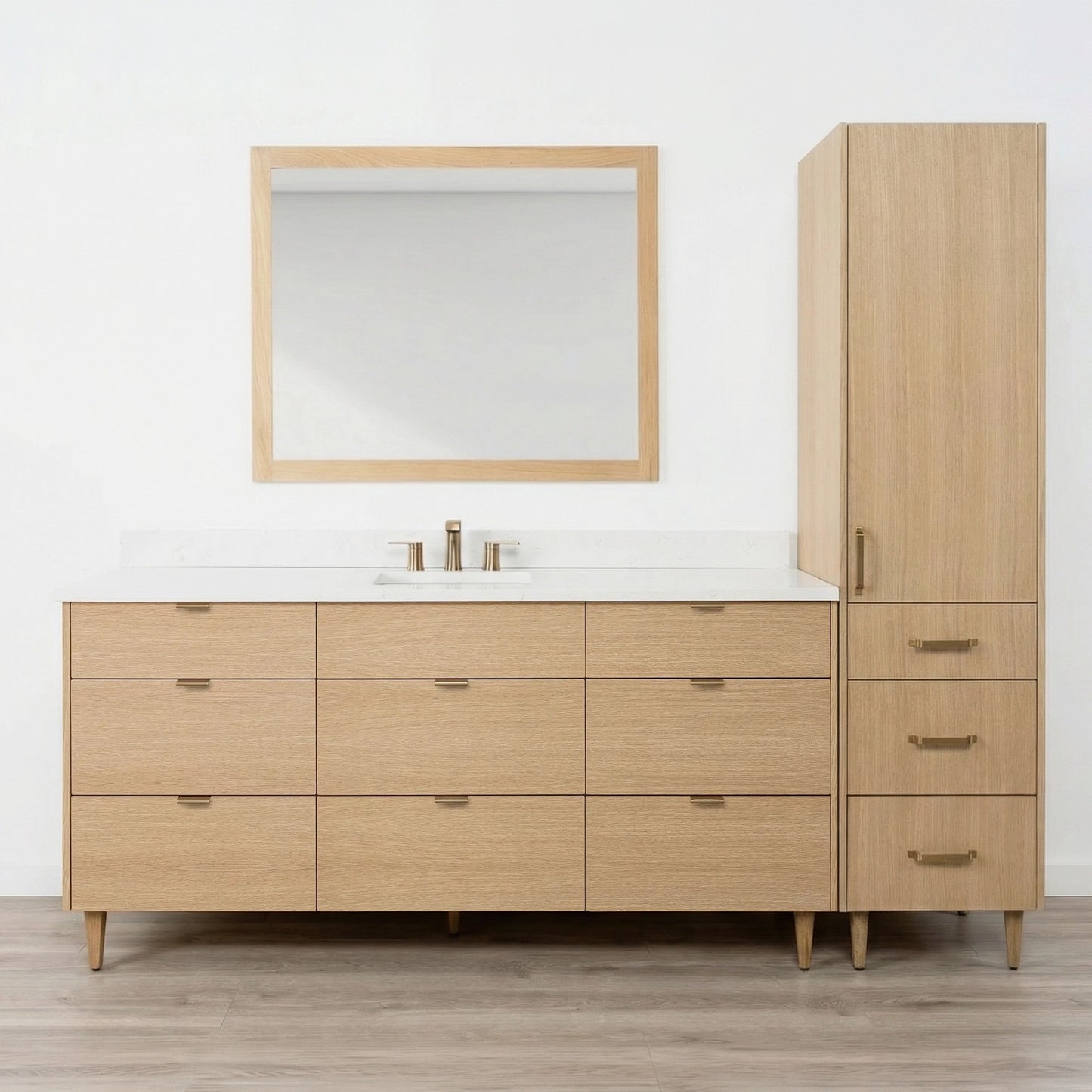 Ashbury Natural White Oak Linen Cabinet - Teodor Vanities United States Ashbury Natural White Oak Linen Cabinet - Teodor Vanities United States