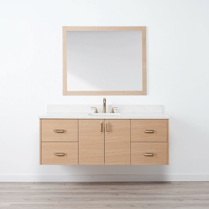 Ashbury 60" Wall Mount Natural White Oak Bathroom Vanity