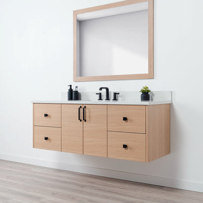 Ashbury 60" Wall Mount Natural White Oak Bathroom Vanity